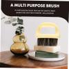 POPETPOP Men's Beard Brush and Comb 2pcs Set Boar Bristle Hair Brush for Beard Grooming and Neck Hair Cleaning Black and Beige for Household and Barber Shop Use view 3