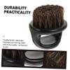 POPETPOP Men's Beard Brush and Comb 2pcs Set Boar Bristle Hair Brush for Beard Grooming and Neck Hair Cleaning Black and Beige for Household and Barber Shop Use view 4