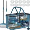 Gen 1 Large-Capacity Spin Mop and Bucket  for Big Homes & Deep Cleaning Days,4-Chamber System Separates Dirty & Clean Water, 2-GAL Heavy-Duty Design with Wheels & 10 Refill Mop Heads - Blue/Grey view 1
