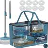 Spin Mop and Bucket System,Separates Dirty and Clean Water,4-Chamber Design,Mop and Bucket with Wringer Set,Wet & Dry Use,Best Home Floor Cleaning Tools with 8 Replacement Mop Heads,4X Wheel view 1