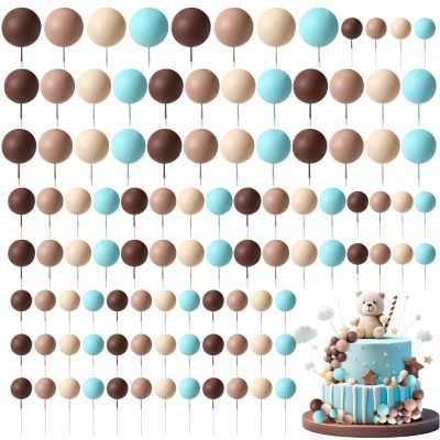 Hotop 168 Pcs Ball Cake Toppers Mini Balloons Foam Balls Cake Topper for Bear Birthday Party Baby Shower Wedding Anniversary Cake Decoration(Colorful)