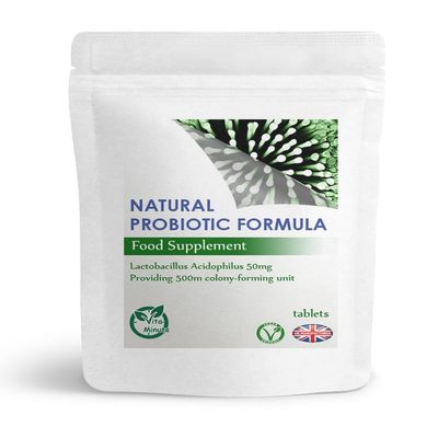 Acidophilus Lactobacillus 500m CFU (60 Tablets) Digestive & Gut Health, Supports Bacteria Levels, Stomach Acid (Vegan)