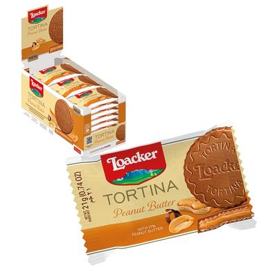 Dorri - Loacker Wafers, Tortina Hazelnut, Gardena Hazelnut, Classic Italian Biscuits, All Natural Ingredients, Light Snack (Tortina Peanut Butter Wafers, 5 x 21g)