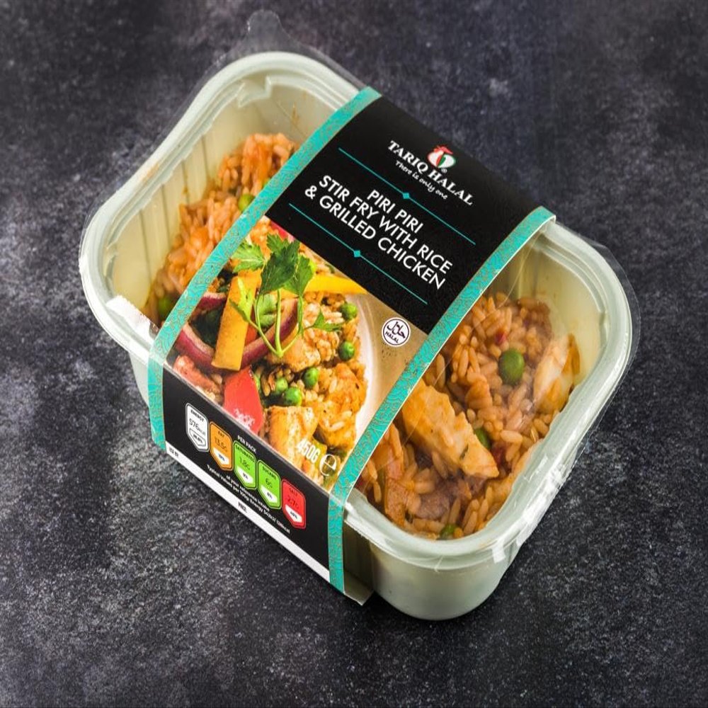 Tariq Halal Piri Piri Stir Fry with Rice & Grilled Chicken (6 x 450g) box