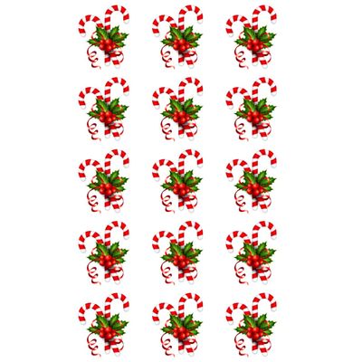 15 x Candy Cane Edible Wafer or Icing Cupcake Toppers Fun Xmas Party Cake Decorations (Edible Wafer Card)
