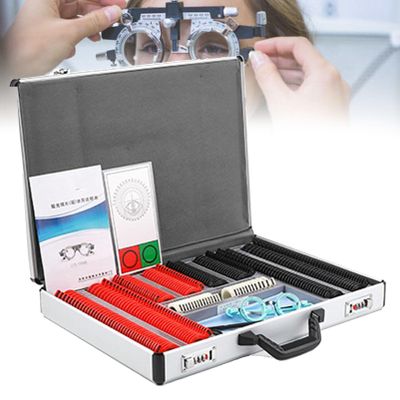 266 Pcs Optical Trial Lens Set Aluminum Case Trial Frame Optometry Optician Test, Metal Rim Optometry Kit Case with Free Trial Frame Eye Protection Accessories