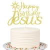 Sleyberoy Jesus Cake Toppers - Jesus Birthday, Good Friday Cake Decoration Easter Party Decorations,Eve Xmas Party,Christmas Theme Party,Birthday Party Selected decorative supplies(Gold Jesus) view 1