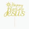 Sleyberoy Jesus Cake Toppers - Jesus Birthday, Good Friday Cake Decoration Easter Party Decorations,Eve Xmas Party,Christmas Theme Party,Birthday Party Selected decorative supplies(Gold Jesus) view 4