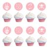 Bad Two The Bone Birthday Cupcake Toppers, 24pcs 2nd Birthday Cupcake Picks, Bone Skull Second Birthday Party Decor, Rock n Roll Music Birthday Party Cake Decorations Supplies Pink view 1