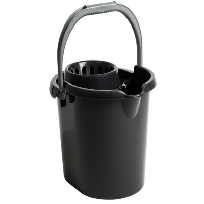 TENLITE 16L Litre Mop Bucket With Removable Wringer and Easy Grip Carry Handle Pouring Spout Deluxe Floor Cleaning Bucket For Commercial and Household - (Midnight Greyish, 16L Mop Bucket)