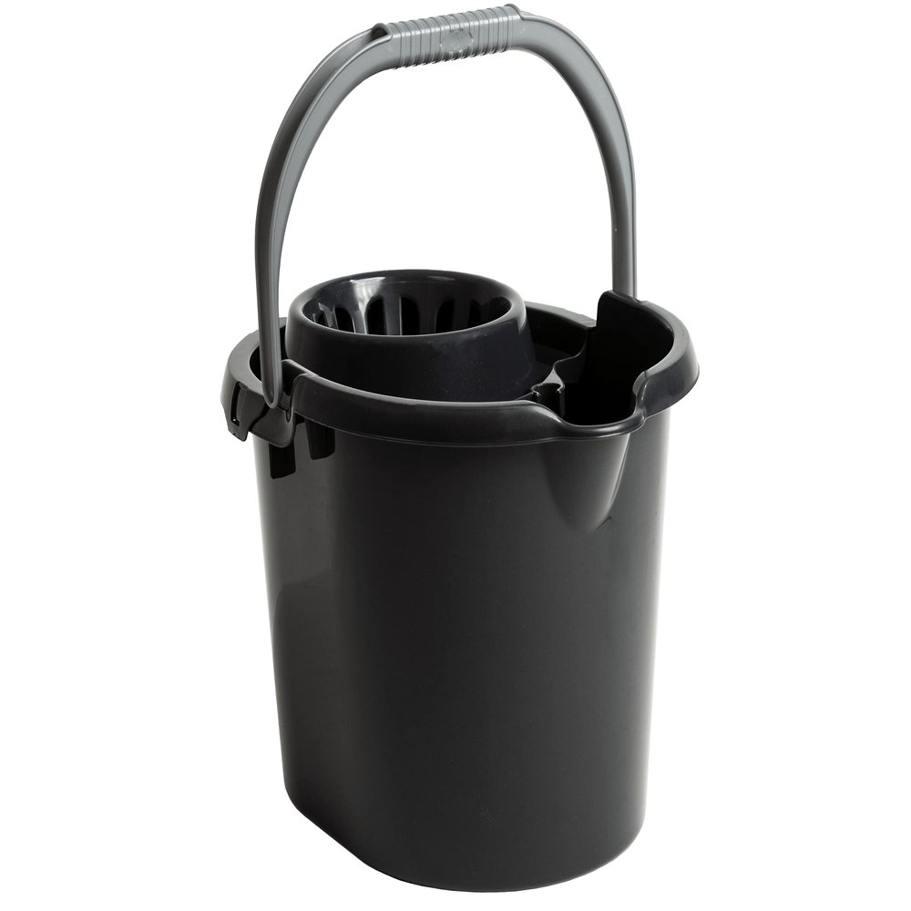 TENLITE 16L Litre Mop Bucket With Removable Wringer and Easy Grip Carry Handle Pouring Spout Deluxe Floor Cleaning Bucket For Commercial and Household - (Midnight Greyish, 16L Mop Bucket)