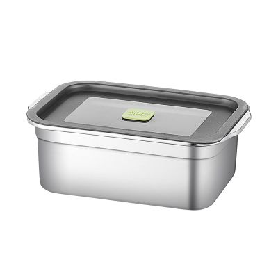 304 Stainless Steel Lunch Box Food Grade Fresh-Keeping Box with lid Rectangular Sealed Refrigerator Storage Box Single Layer bento Box /307 (Color : Silver)