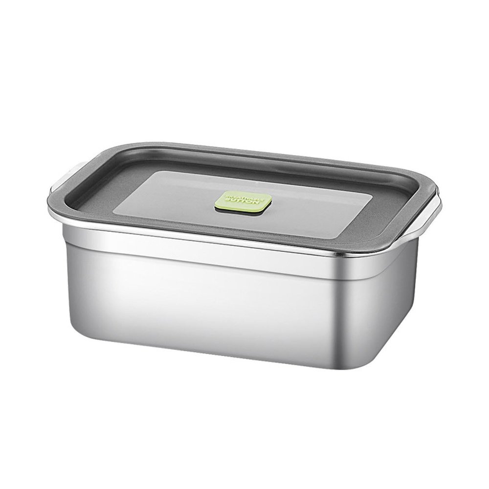 304 Stainless Steel Lunch Box Food Grade Fresh-Keeping Box with lid Rectangular Sealed Refrigerator Storage Box Single Layer bento Box /307 (Color : Silver)