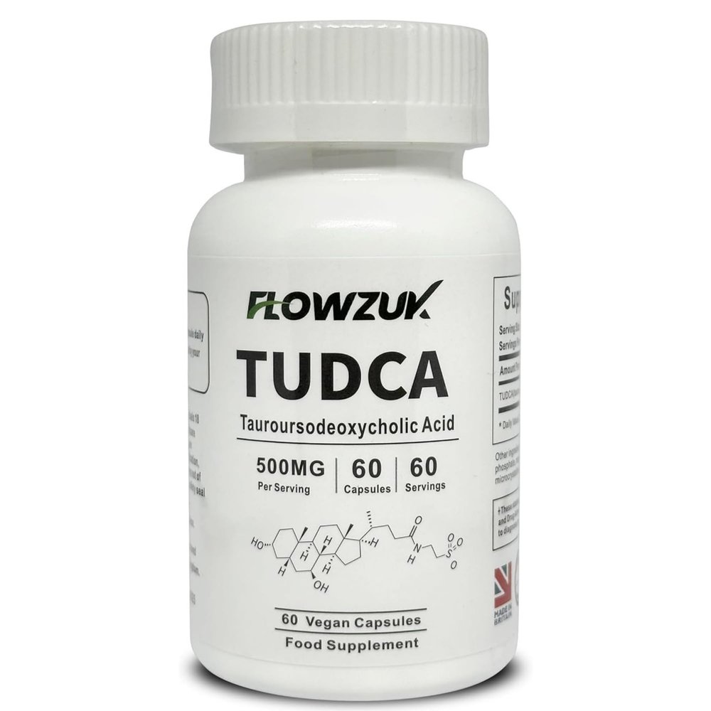 Flowzuk TUDCA Tauroursodeoxycholic Acid Supplements - Bile Salt TUDCA Supplement for Liver Support, Bile Production, Digestion & Immune System Support - 60 Capsules (500mg)