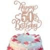 Rsstarxi 1 Pack 50th Birthday Cake Topper Glitter Cheers to 50 Years Birthday 50 Fabulous Cake Pick Decorations for Happy 50th Birthday Anniversary Party Cake Decorations Rose Gold view 1