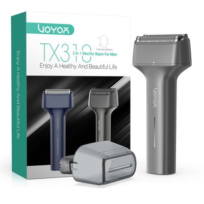 VOYOR Electric Razor for Men Electric Shavers Men Rechargeable with LCD Display Wet & Dry IPX6 Waterproof Safe Floating 3-Blade Cutterhead Not Scratch Lightweight Handheld Foil Shaver TX310 (Gray)