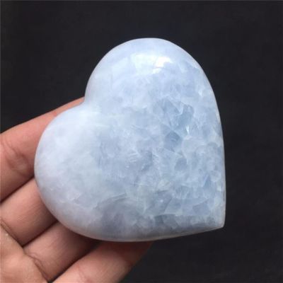 180g Natural Polished Blue Celestite Heart Crystal Love Specimen Suitable for Home Raw Stones and Minerals ZFUGEDRLI