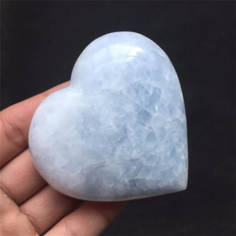180g Natural Polished Blue Celestite Heart Crystal Love Specimen Suitable for Home Raw Stones and Minerals ZFUGEDRLI