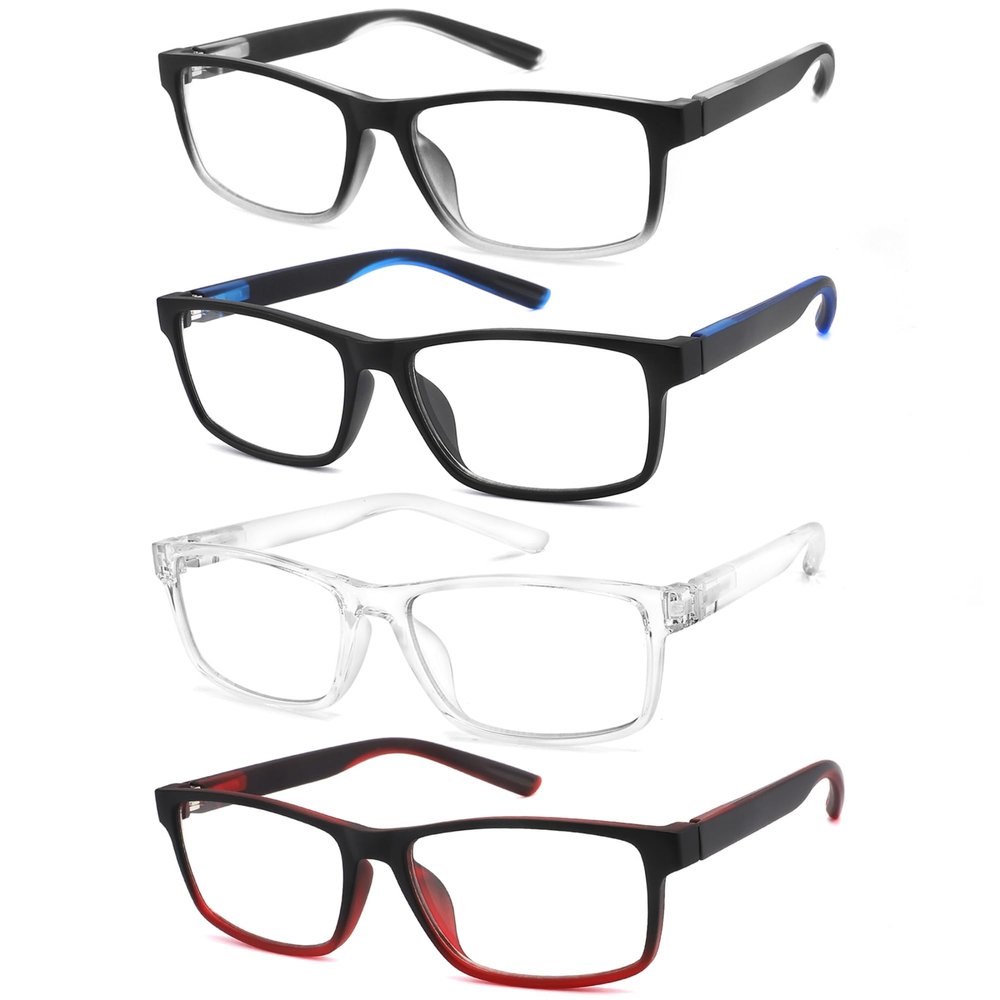 acavefox Reading Glasses Men Blue Light Blocking Computer Readers 4 Pack Magnifying Glasses Stylish Reading Eyeglasses 3.25