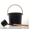 Tiuimk Retro Aluminum Sauna Bucket Barrel With Laddle Kit 5L Black_Style C view 2