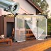 0.3mm waterproof pvc tarpaulin, transparent tarpaulin side panels with zipper door, outdoor clear tarp curtains with grommets, pergola gazebo patio porch carport rain curtains,LH-4*2m(13.1*6.6ft) view 1