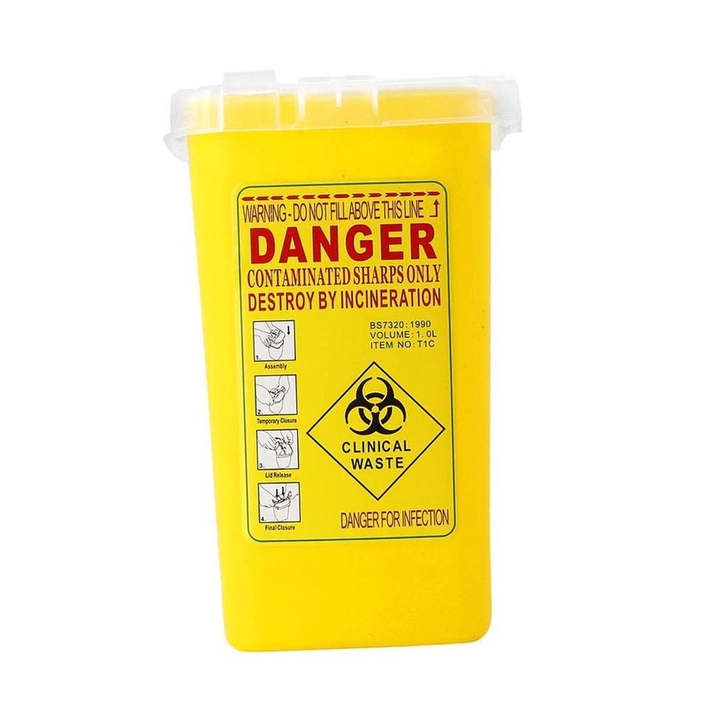 Tiuimk Sharps Container Biohazard Needle Disposal Tattoo Waste Bin 1 Litre