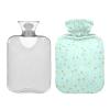Classic Hot Water Bottle with Cover Teal Golden Glitter Polka Dots Cute Hot Water Bags Warm Water Bag Pouch for Pain Relief Hand Feet Hot Therapy 2 Liter view 1