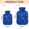 1L Large Hot Water Bottle Bag with Cover, Blue Agate Glitter Hot Water Bag for Hand Feet Hot Therapy, Menstrual Cramps, Neck and Shoulder Pain Relief view 2