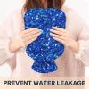 1L Large Hot Water Bottle Bag with Cover, Blue Agate Glitter Hot Water Bag for Hand Feet Hot Therapy, Menstrual Cramps, Neck and Shoulder Pain Relief view 4
