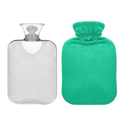 Cyan Blue Hot Water Bottle with Cute Cover, 1 Liters Hot Water Bag for Menstrual Cramps, Neck and Shoulder Pain Relief, Hot and Cold Therapies