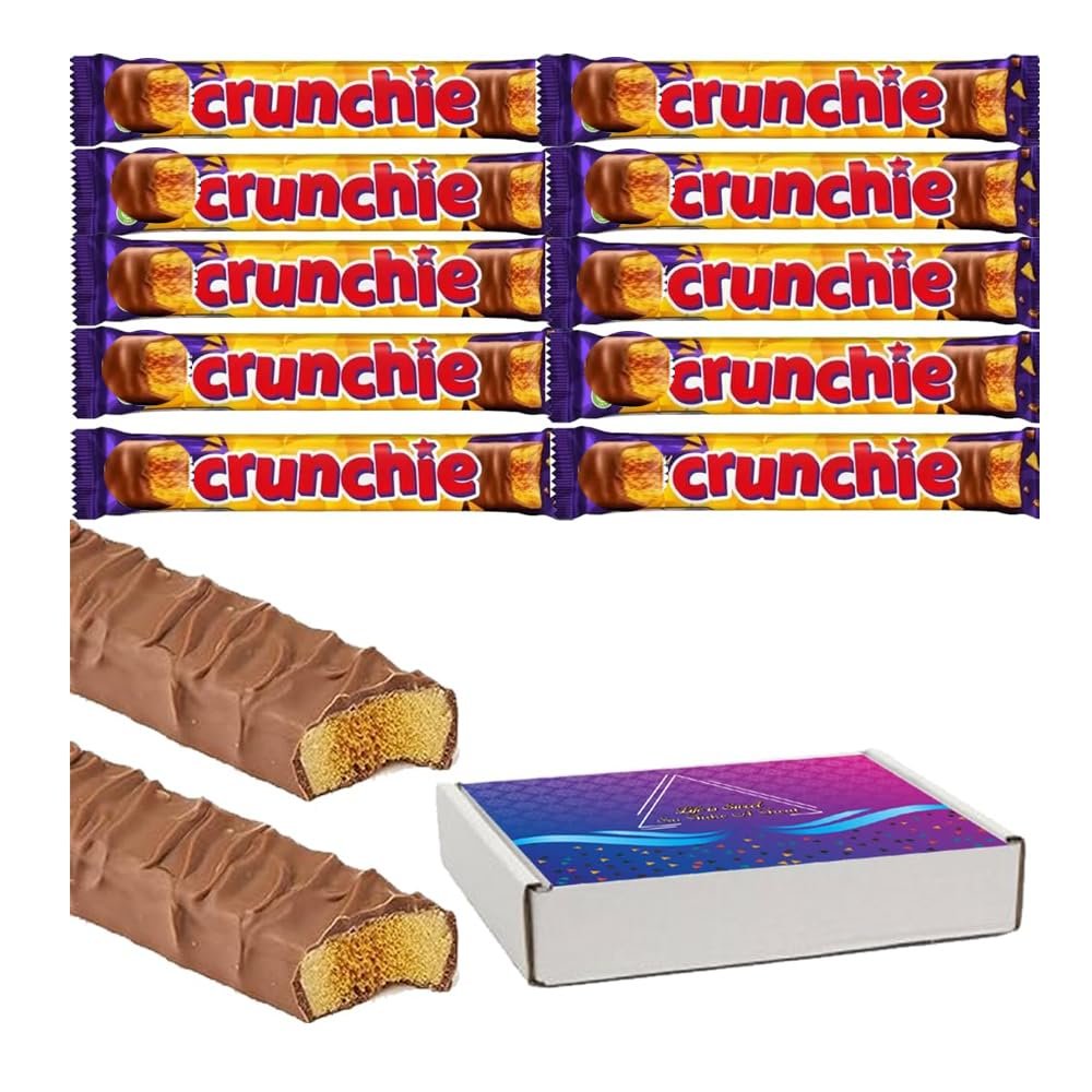 10 x Crunchie Bar 40g with VIMIX Gift Box - Delicious Honeycomb Covered Chocolate Bar