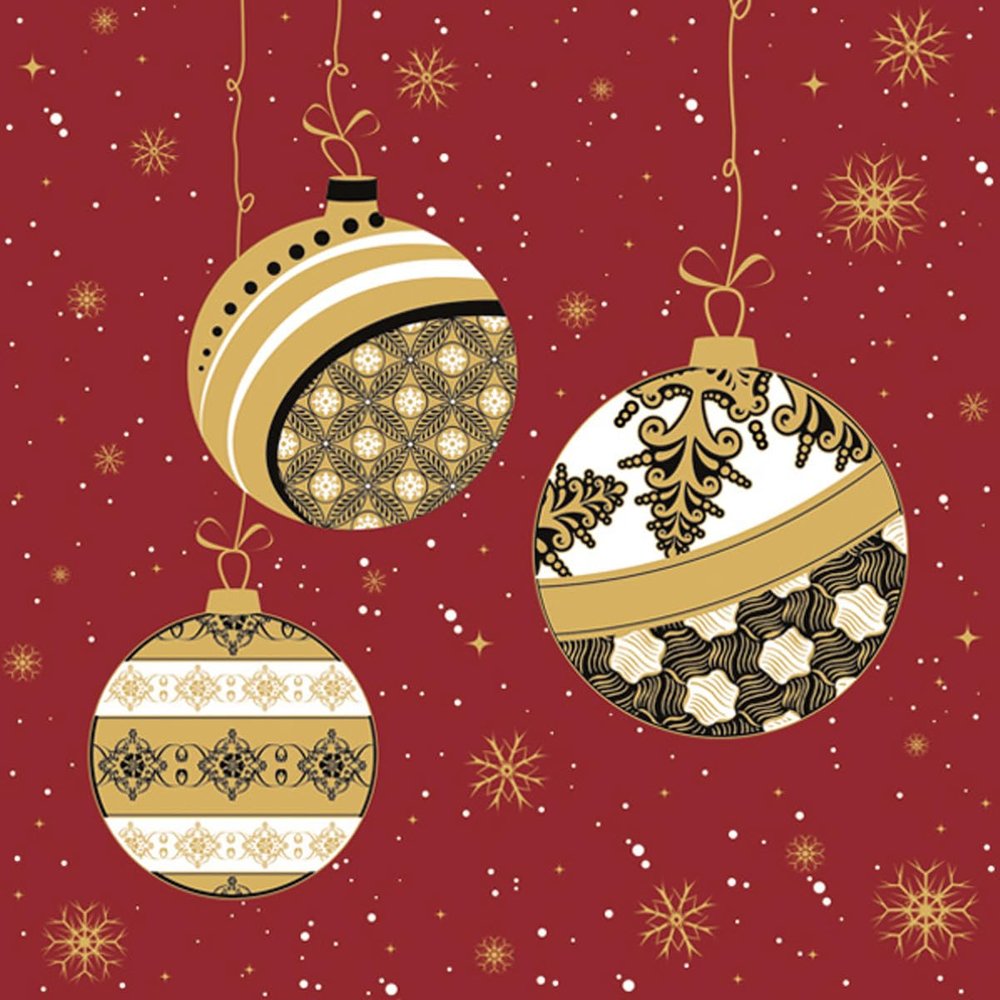 3-Ply Daisy Xmas Decoupage Tissue Paper Napkins Decorative Christmas Serviettes 33cm x 33cm - Pack of 20 (Graphic Charming Baubles)