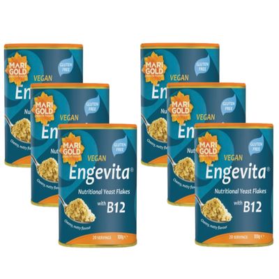 Marigold Vegan Engevita Nutritional Yeast Flakes with Vitamin B12 (Pack of 6)
