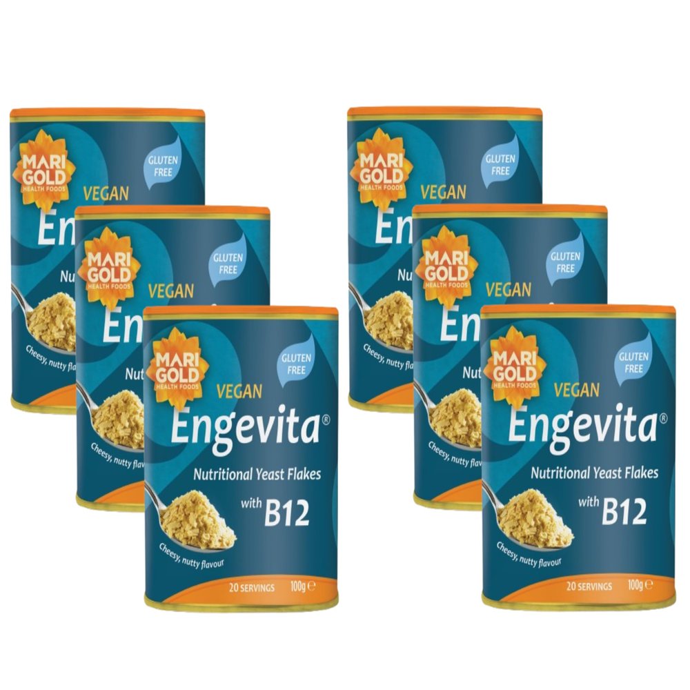 Marigold Vegan Engevita Nutritional Yeast Flakes with Vitamin B12 (Pack of 6)
