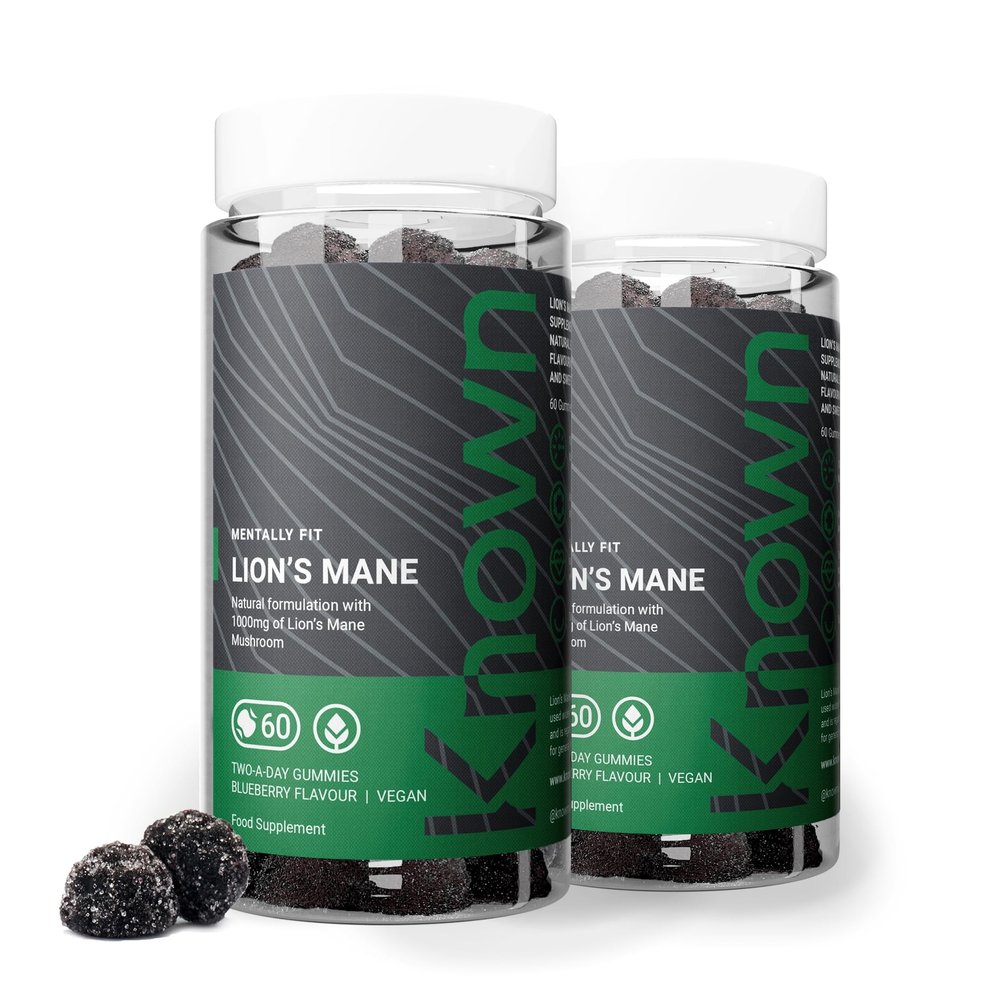 Known 1000mg Lions Mane Mushroom Gummies  Blueberry Flavour  Chewable Vegan Nootropic Gummy Supplement  2 Month Supply  for Men & Women