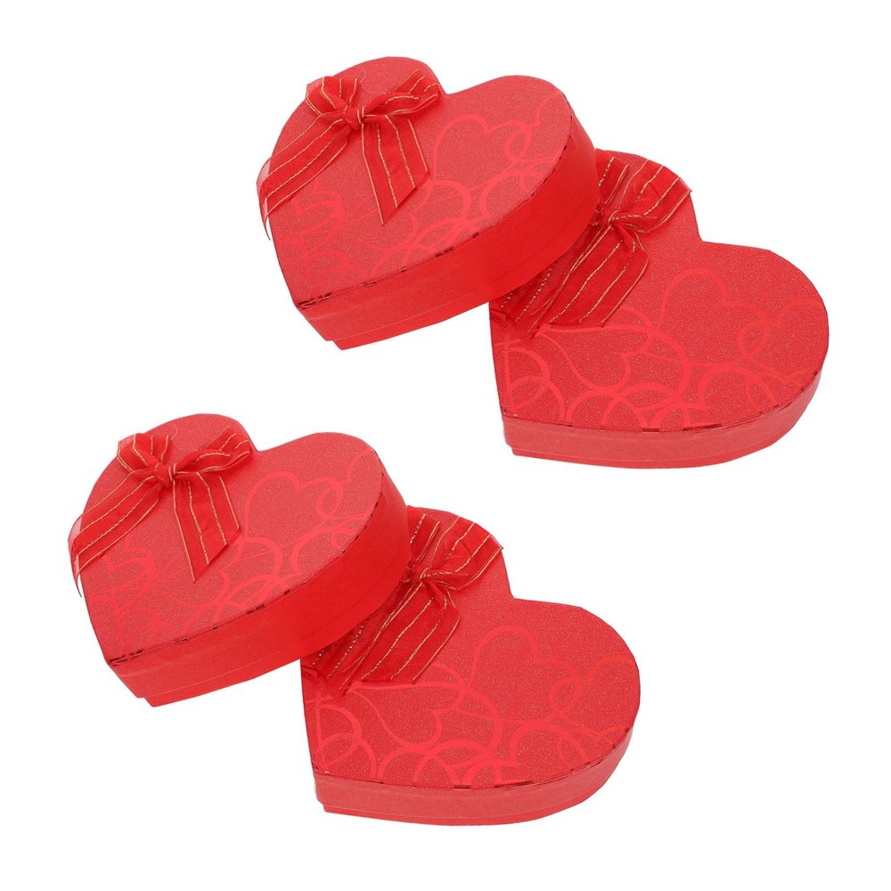 LALAFINA Heart Shaped Wrapping Box 4 Pcs Paper Storage Holder 10-grid Removable Tray Lightweight Decorative Box for Chocolates Silk Scarves Accessories Lids
