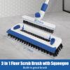 Qaestfy Floor Grout Scrub Brush with Squeegee 3 in 1, 55'' Extendable Long Handle Floor Scrubber Cleaner Brush for Scrubbing Deck, Tile, Garage Floor, Patio, Concrete, Rug, Shower Bathroom view 2