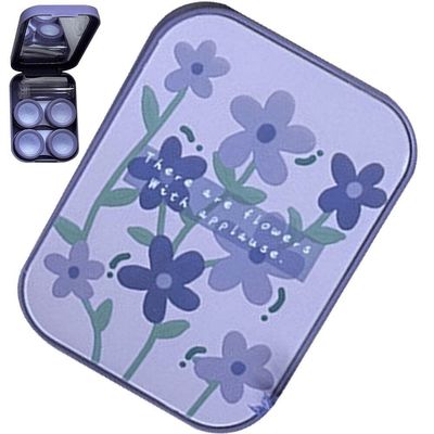 Fituenly Contact Lens Cases Travel Contact Lens Holder Blue Pink Purple Portable Kit Case with Two Solution Bottle Tweezers Wearing Stick