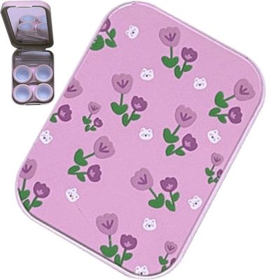 Fituenly Contact Lens Cases Travel Contact Lens Holder Blue Pink Purple Portable Kit Case with Two Solution Bottle Tweezers Wearing Stick