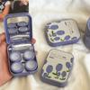 Fituenly Contact Lens Cases Travel Contact Lens Holder Blue Pink Purple Portable Kit Case with Two Solution Bottle Tweezers Wearing Stick view 2