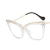 PARWANA Oversized Cat-Eye Reading Glasses Women Anti Blue Light Eyewear Computer Readers Personality Anti UV Flat Light Mirror (Color : Clear-white, Size : +150) view 1