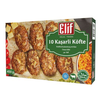 Elif Kasarli 450g | 10 Cheese Kofte Metaballs | Netherland Frozen Halal Foods | Halal Dishes on The Table with Ease | Stone Oven Baked Ready Meals (Cheese Kofte 450g, 1 Pack)