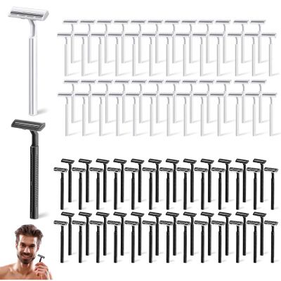 MFCGHXR Disposable Razor, 100 Pcs Disposable Razors for Men, Disposable Two Blade Shaving Razor, Black White Disposable Razor, for Men/Women's Grooming, Body & Face Shaver