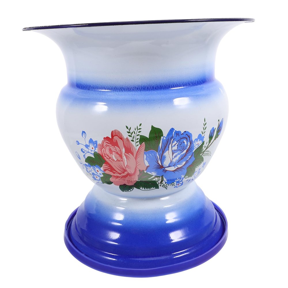 INOOMP Enamel Spittoon Bedpan with High Foot Retro Household Chinese Pee Bucket Vintage Convenient Toilet Basin for Home Bathroom Use Random Style