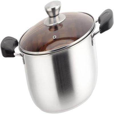 Stainless Steel Stock PotCamping Cooking Set Stainless Steel Saucepan Kitchen Cookware Cooking Pot Milk Pot Soup Pot Cooking Utensils Stainless Steel Pot Silver Stainless Steel Lecrueset Pans ( Color