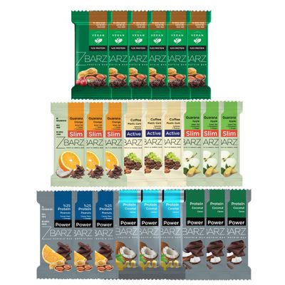 Zbarz Fruit & Energy Bars, vegan, vegetarian, and without added sugar (Mix Box, 12 x Bars) - Sport energy bars made from fruits & nuts for everyday use, cycling, hiking, fruit bars (All Inclusive Box)