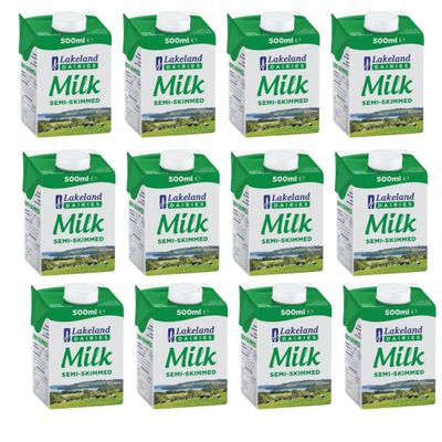 Lakeland Semi-Skimmed Milk 500ml (Pack of 12)