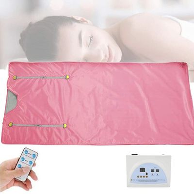 CYMYYDS Sauna Slimming Blanket Detoxifies Beauty, Far Infrared Sauna Blanket, Upgraded Version Zipper Type Body Shaper Detox Therapy Anti Aging Beauty Machine, 180X80cm,Pink