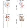 Gyufise 36Pcs Moon Bear Cupcake Toppers - Baby Bear Baby Shower Jungle Animal Theme Blue view 2