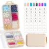 14 Grids Pill Organizer Box with 40 White Labels - Travel Medicine Case Kit - Pocket Daily Weekly Pharmacy Container - 7 Day, 2 Times a Day Vitamin Supplement Medication Holder Dispenser - Khaki view 1